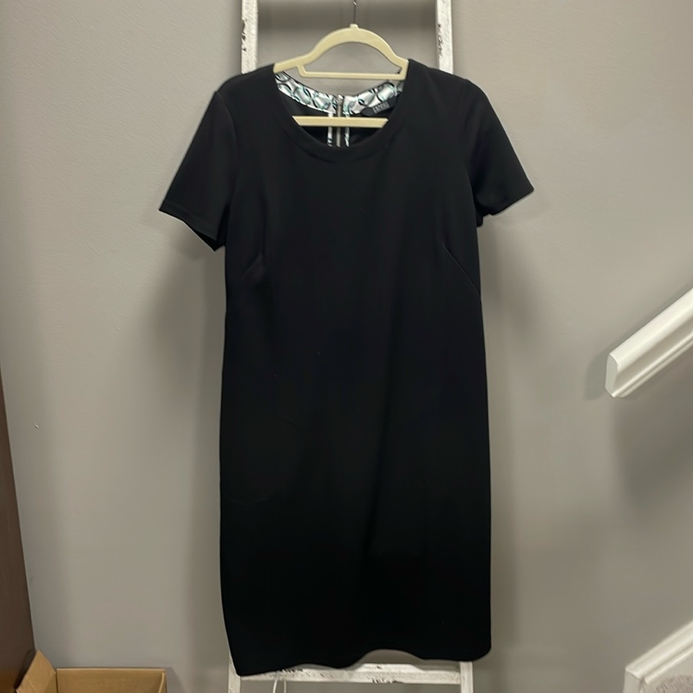 Dennis Basso basic black dress size 10 stretchy crepe like